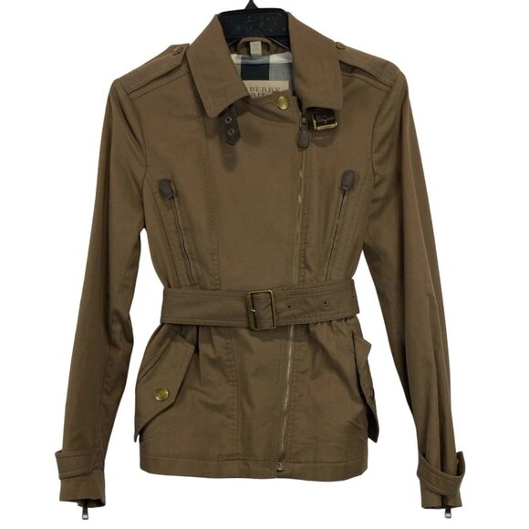Burberry Brit Women’s Brown Motto Belted Jacket, Size 4 - Picture 1 of 9